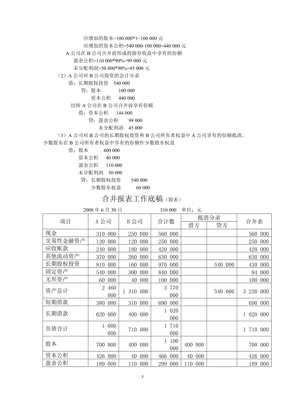 （财务会计）《高级财务会计》作业参考答案(最新)_第3页