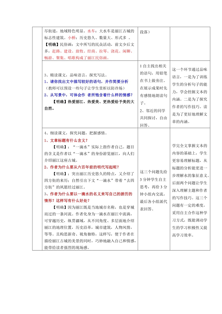 抓住行踪 发挥想像 赏景品情之《一滴水经过丽江》重难点教学设计_第3页