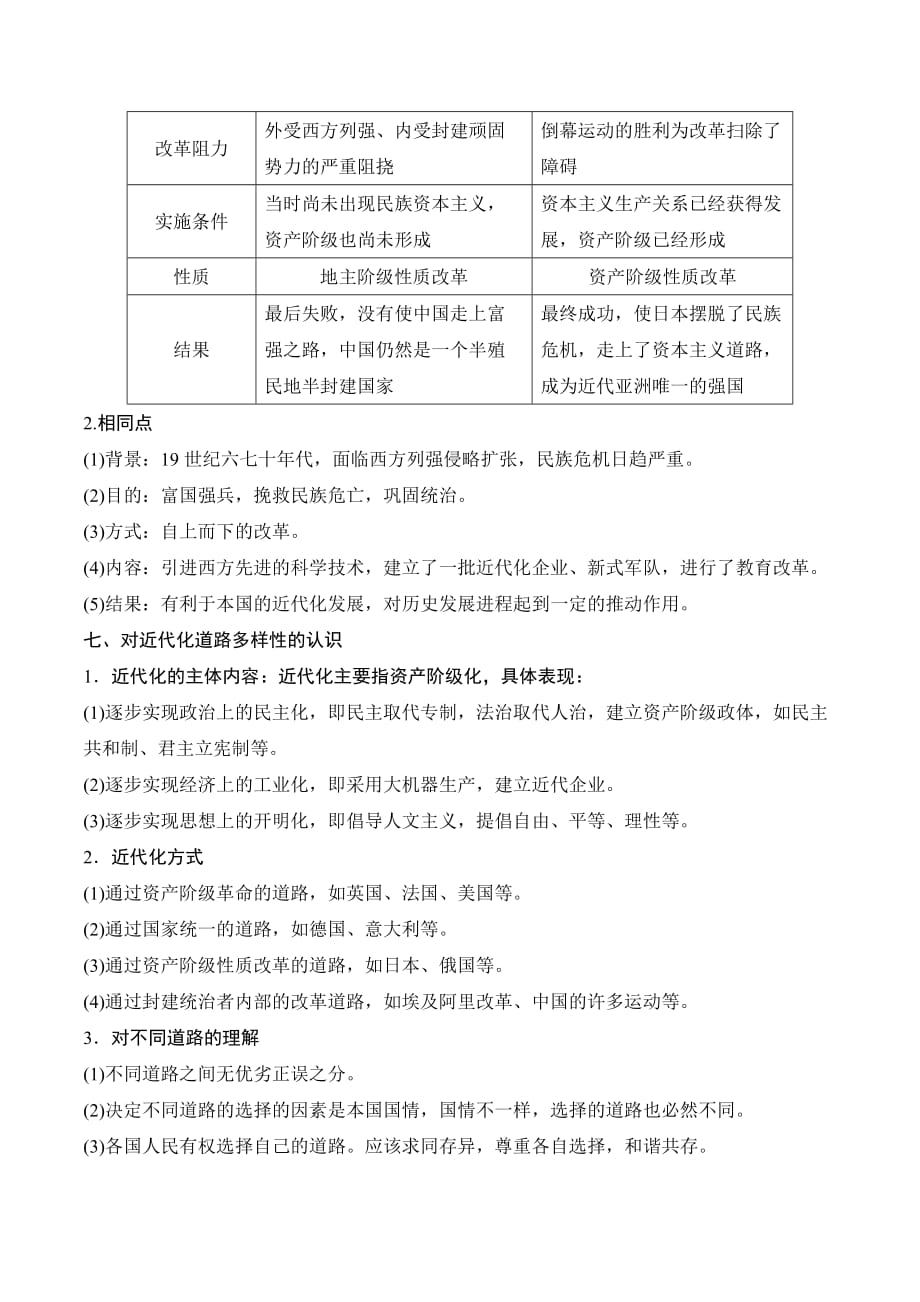 新设计历史人民选修一讲义：专题八 明治维新 专题总结（八） Word版含答案.doc_第4页