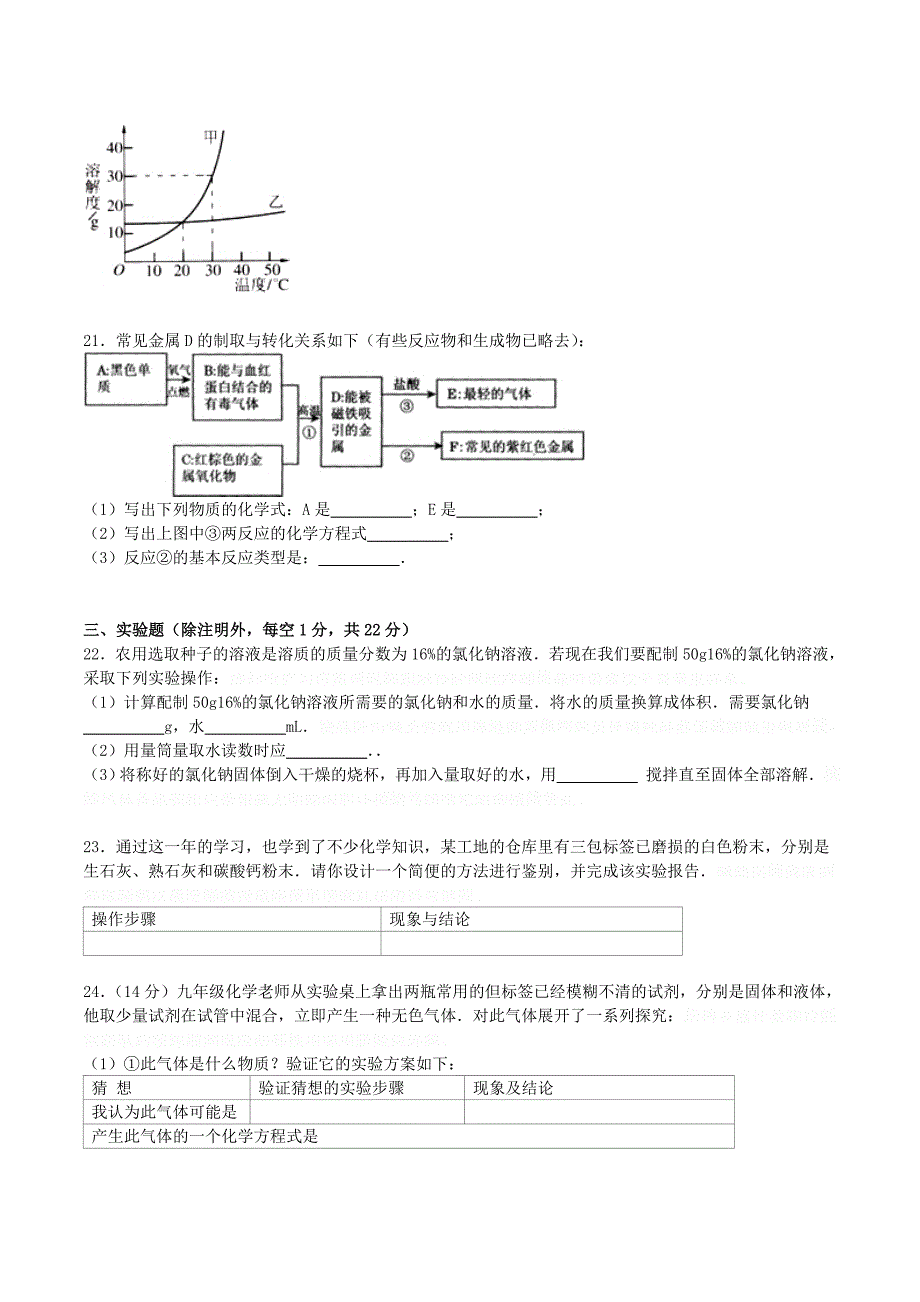 人教版化学九年级下学期模拟试题（含解析）.doc_第4页