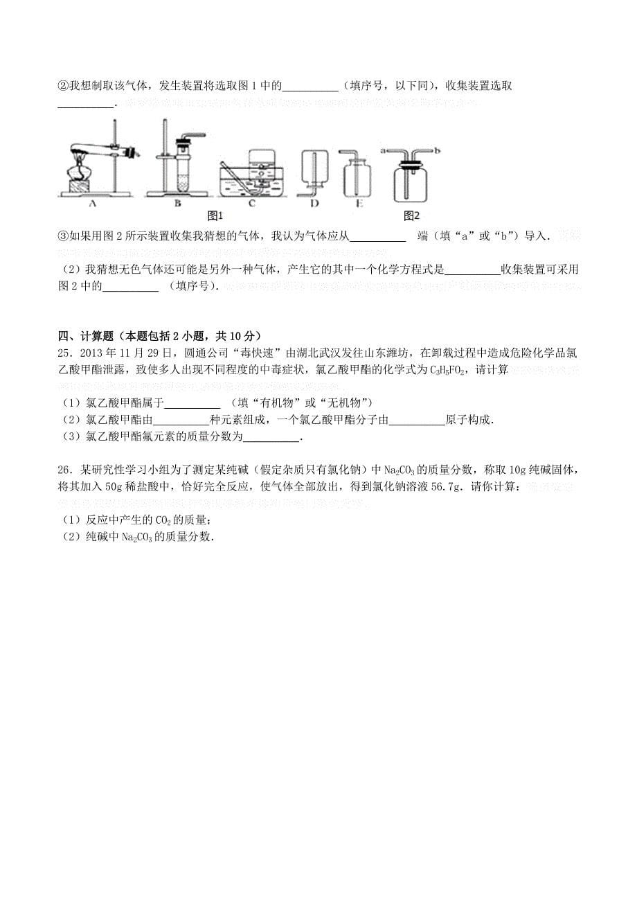 人教版化学九年级下学期模拟试题（含解析）.doc_第5页