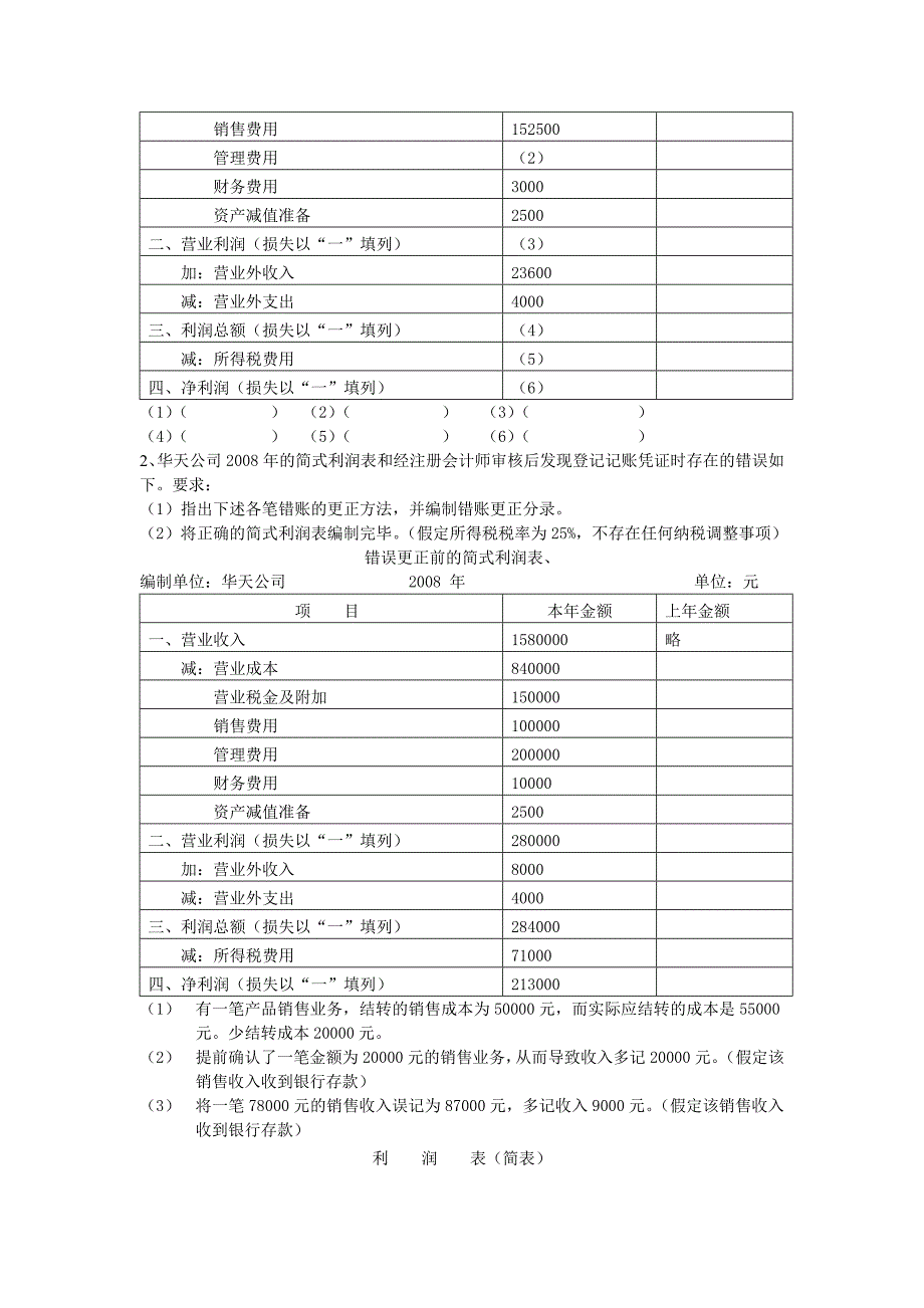 （财务管理表格）会计基础无纸化考试综合练习题(利润表)_第2页