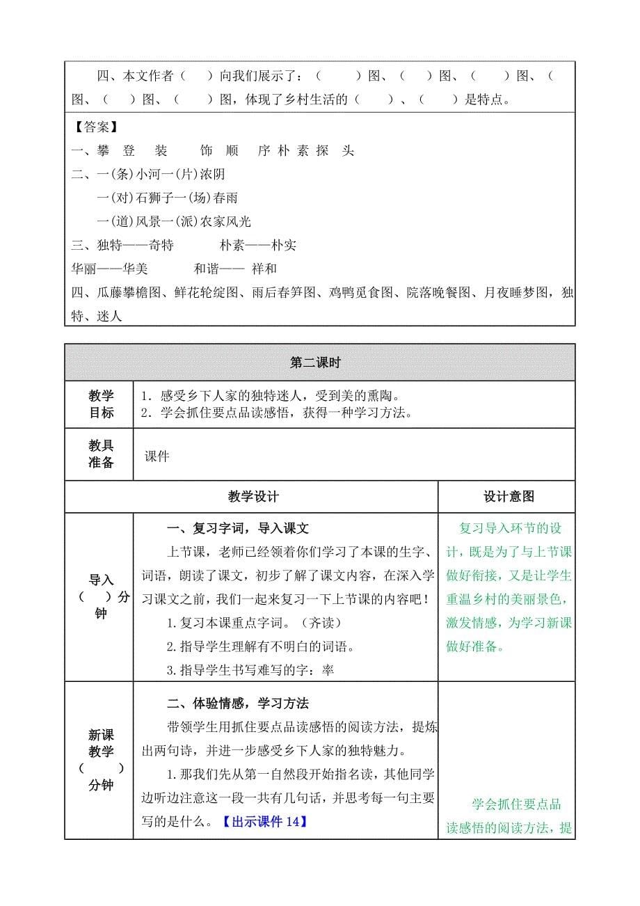 部编人教版四年级语文下册第2课《乡下人家》教案含课后作业设计_第5页