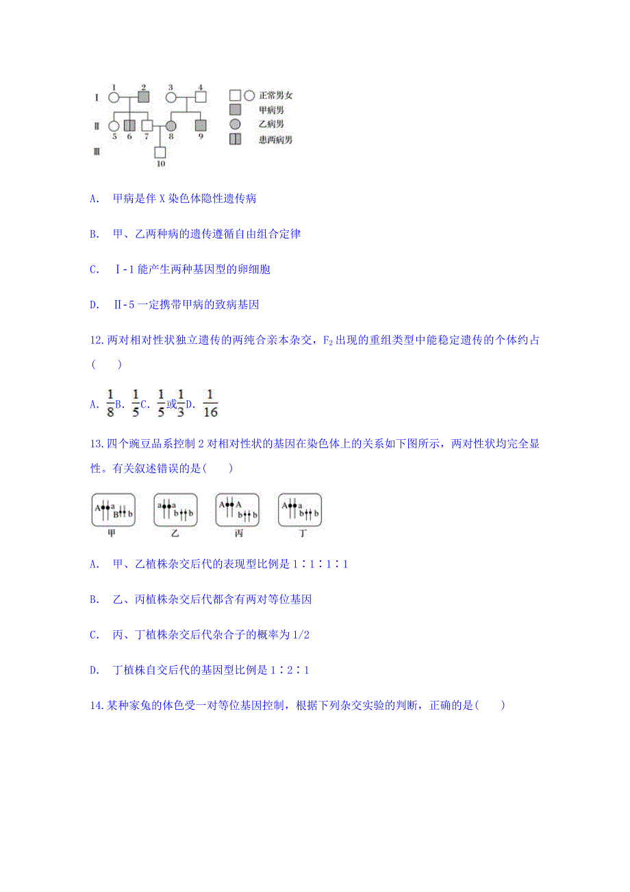 云南省峨山一中高二暑假作业生物作业6 Word缺答案.doc_第4页