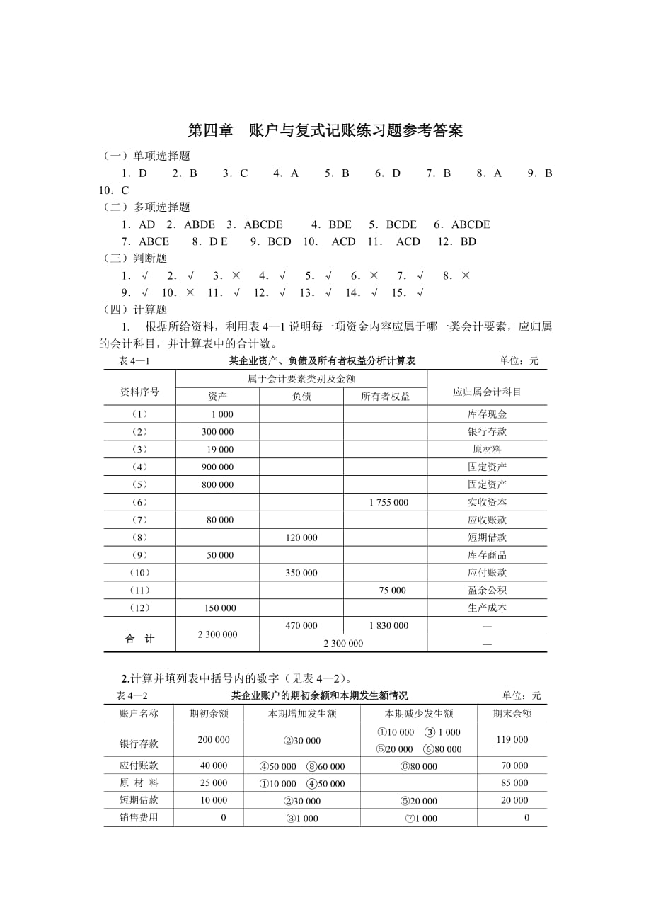 （财务会计）基础会计练习题参考答案_第4页