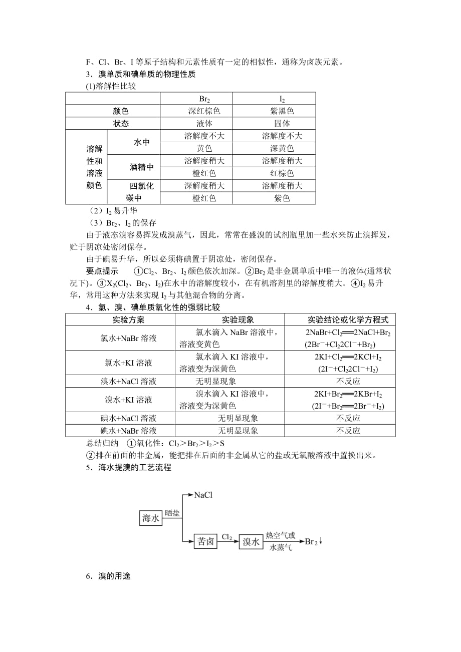 化学鲁科必修1 第3章第4节海水中的元素 学案（2） Word含解析.doc_第3页