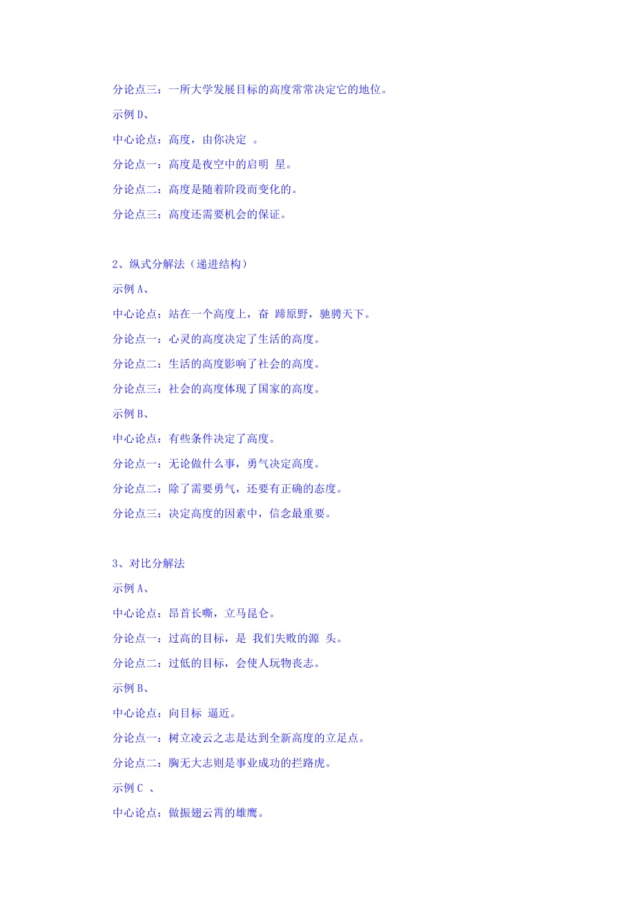 人教高中语文必修1议论文分论点训练 学案 Word缺答案.doc_第2页