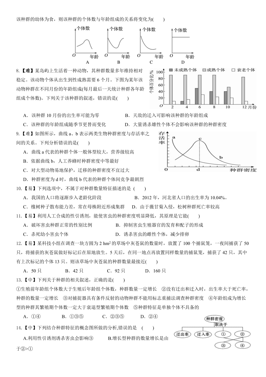 四川省成都为明学校高中生物人教必修三限时练习：4.1种群的特征 .doc_第2页