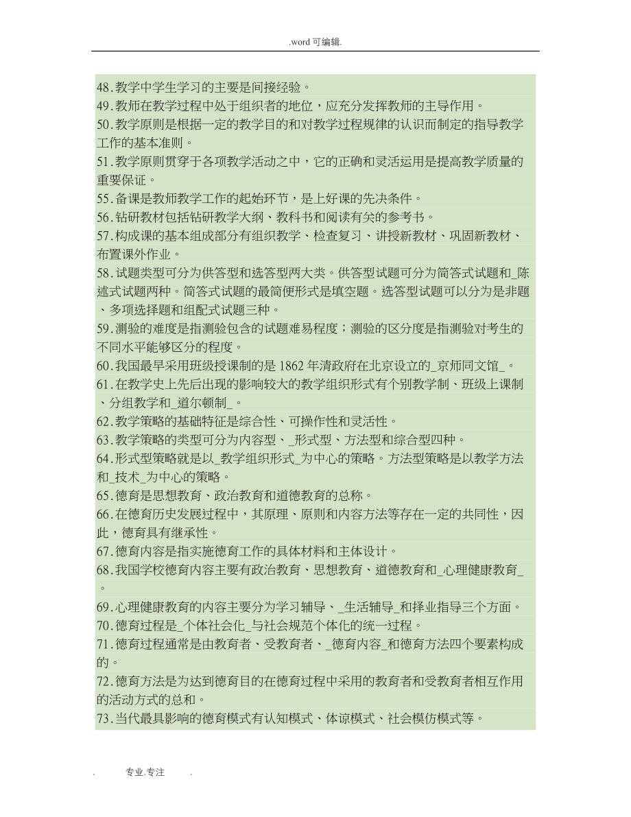 中学教育学考试复习资料(填空题与问答题、论述题)_第3页