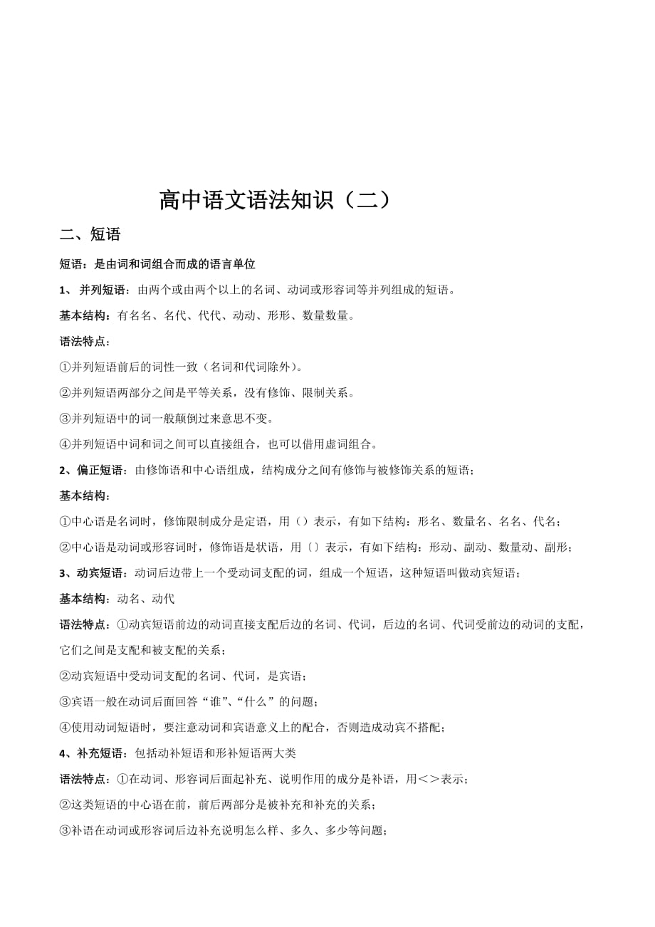 江苏省高二语文暑假复习-高中语文语法知识（二） .doc_第1页