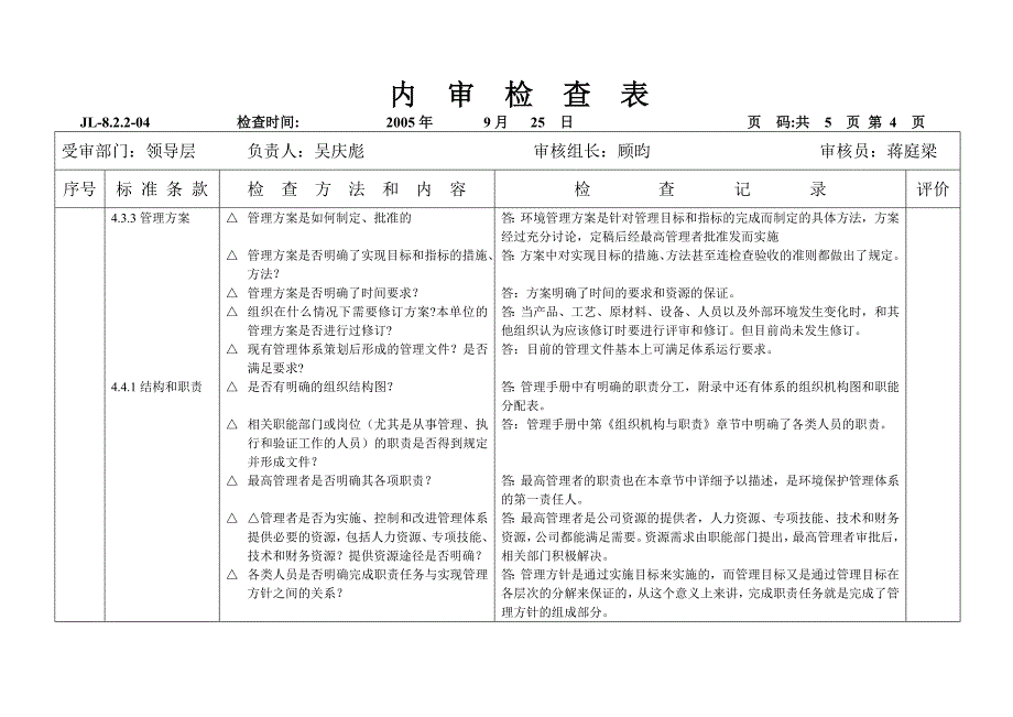 （财务内部审计）管理层内审检查表_第4页