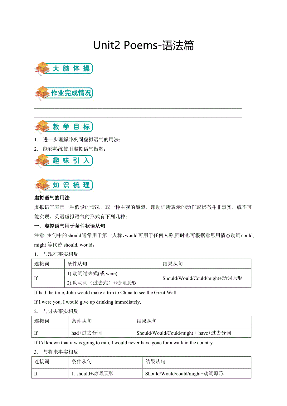 人教高中英语选修六学案讲义：Unit2 Poems-语法篇（教师） .docx_第1页