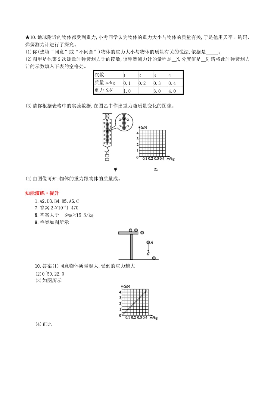 （福建专版）八年级物理下册第7章力第3节重力知能演练提升（新版）新人教版.doc_第3页