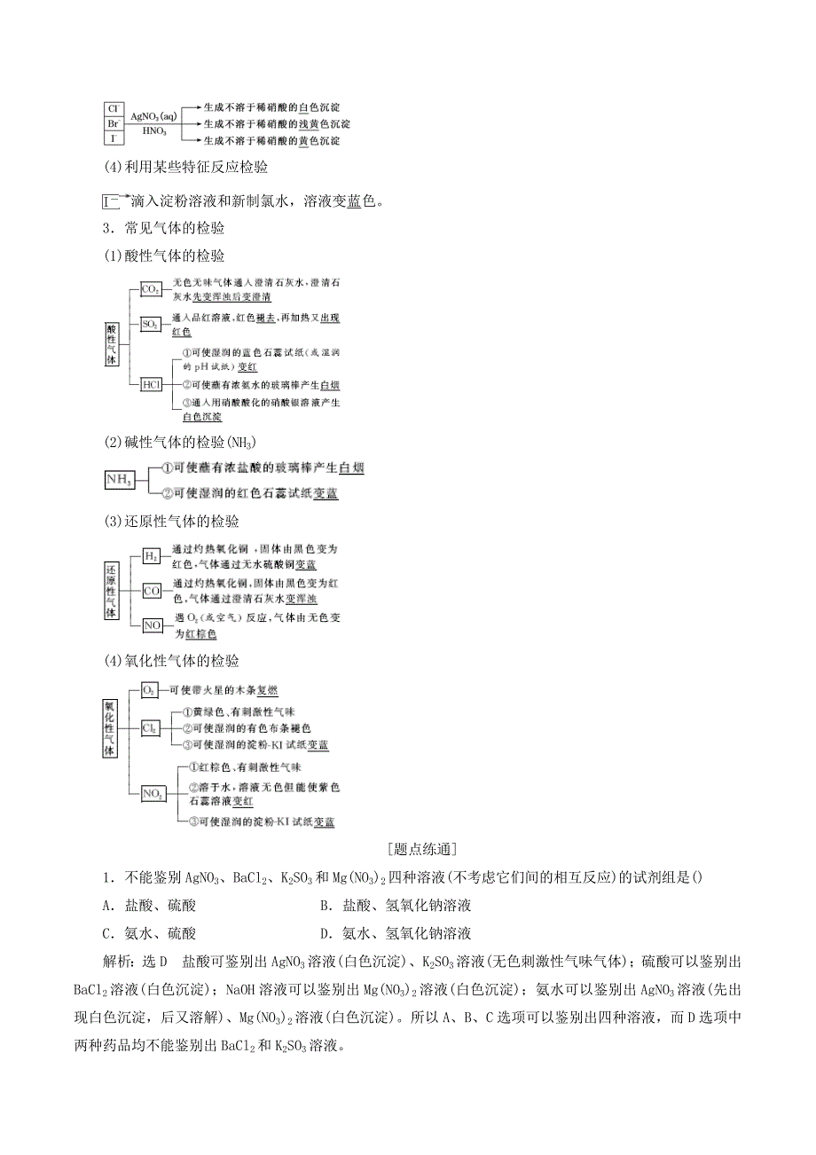 （新课改省份专用）高考化学一轮复习第十章第二节物质的检验、分离和提纯学案（含解析）.doc_第2页