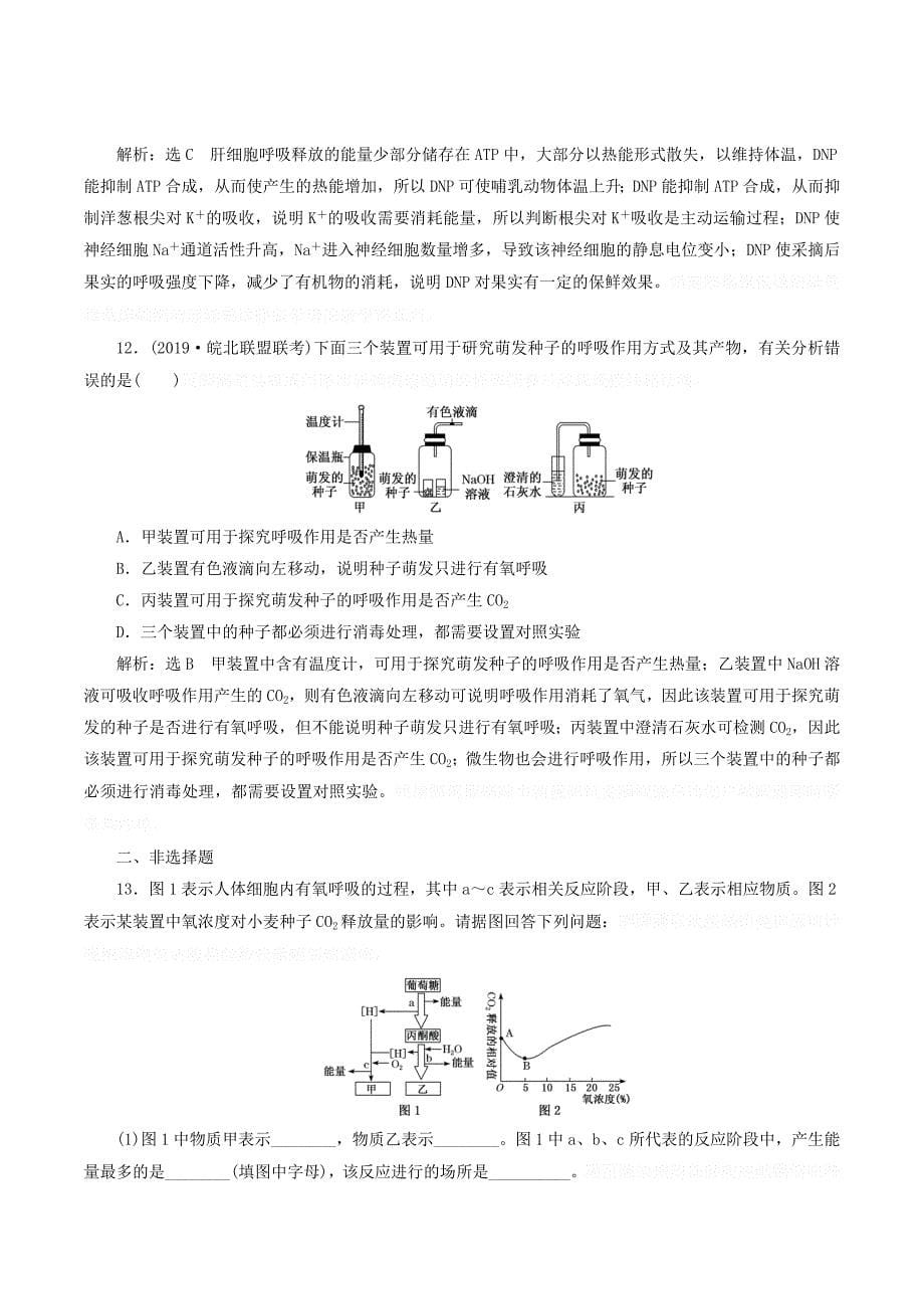 （通用版）高考生物一轮复习课下达标检测（九）ATP与细胞呼吸（含解析）.doc_第5页