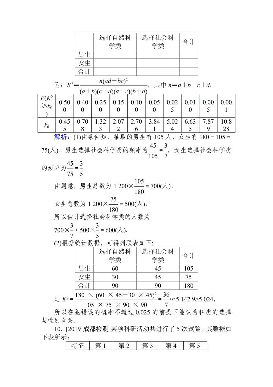 高考数学（文）一轮复习精练：第十章　算法初步、统计、统计案例 课时作业 58 Word含解析.doc_第5页