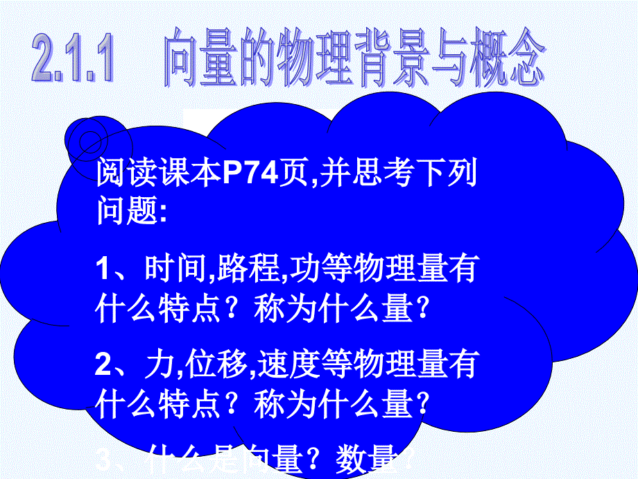 山东省平邑县第一中学人教高中数学必修四：2.1平面向量的实际背景及基本概念》课件 .ppt_第2页