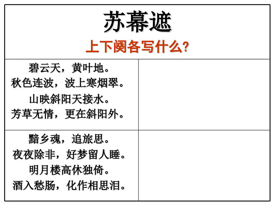 江苏省苏教高中语文选修《唐诗宋词选读》第十专题《苏幕遮-怀旧》三段四环公开课课件 .pptx_第4页