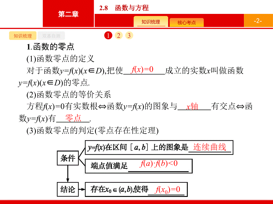 广西高考人教A数学（理）一轮复习课件：2.8　函数与方程 .pptx_第2页