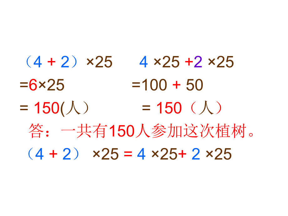 人教版四年级数学（下）《乘法分配律》教学PPT课件_第4页