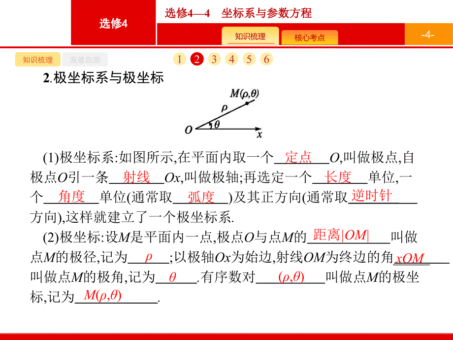 广西高考人教数学（文）一轮复习课件：选修4—4　坐标系与参数方程 .pptx_第4页
