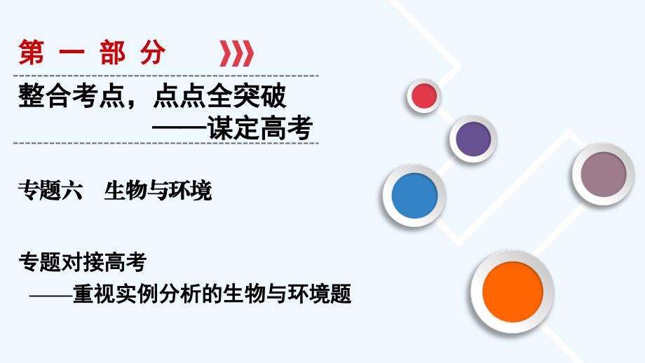 大二轮高考总复习生物课件：第01部分 专题06 生物与环境 专题对接高考——重视实例分析的生物与环境题 .ppt_第1页