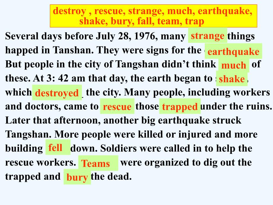 人教高中英语必修一 Unit 4 Earthquakes period 2 课件2.ppt_第4页