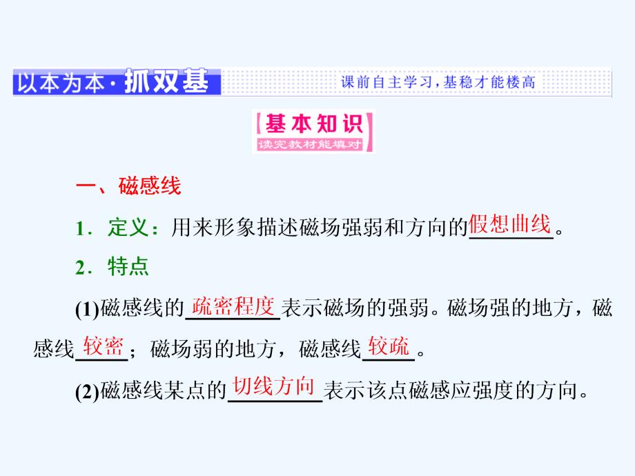 高中物理三维设计人教选修3-1浙江专课件：第三章 第3节 几种常见的磁场 .ppt_第2页