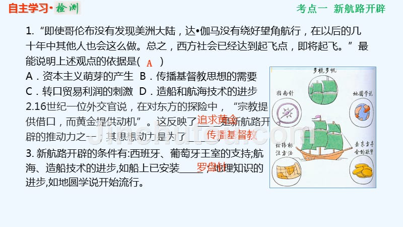 高考历史一轮复习人教江苏专多媒体实用课件：2-7-19 新航路开辟与荷兰、英国等国的殖民扩张 .ppt_第3页