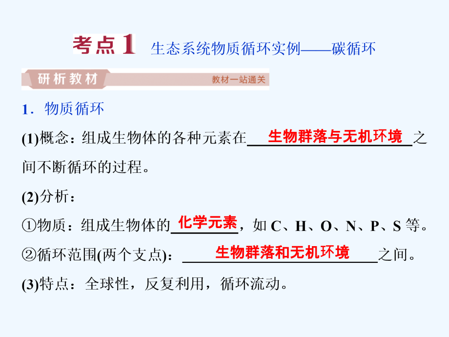 高中生物一轮复习方案课件：第9单元 5 第33讲物质循环、信息传递和生态系统的稳定性 .ppt_第3页