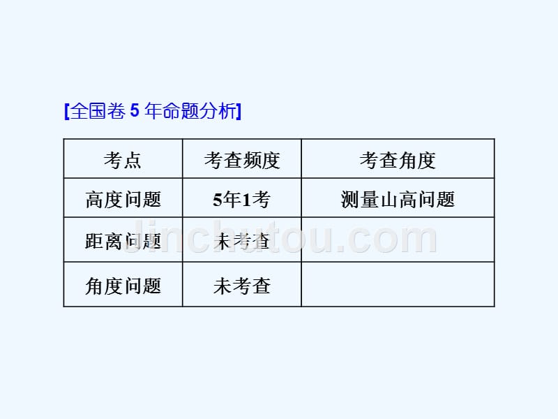 高考数学（理）精准备考一轮全国通用课件：第六单元 高考研究课（二） 正、余弦定理的3个应用点——高度、距离和角度 .ppt_第2页