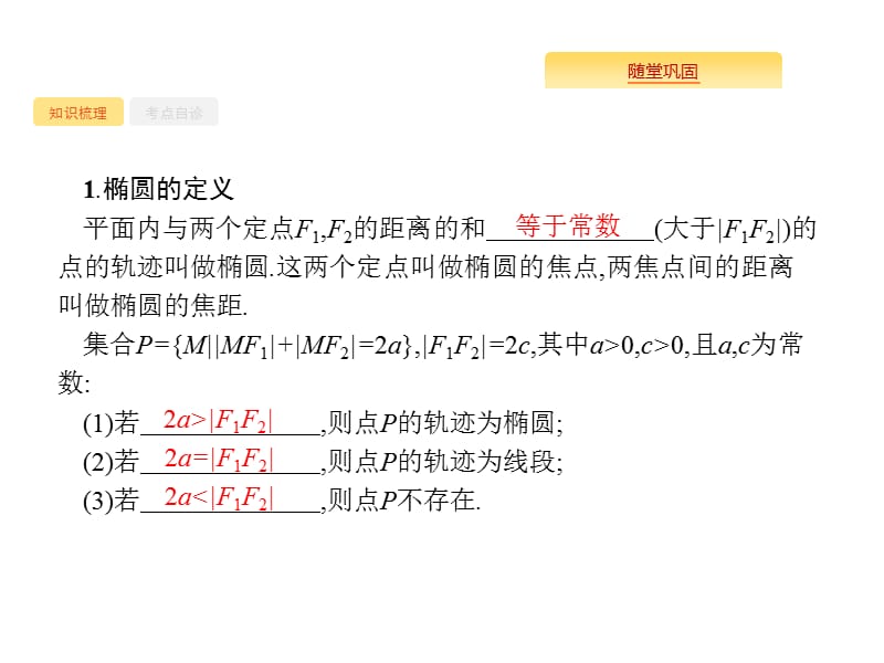 高考数学北师大（理）一轮复习课件：9.5 椭圆 .pptx_第2页