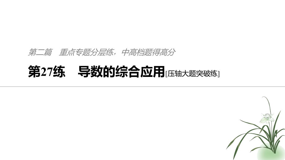 高考数学（文）通用二轮精准课件：第二篇 第27练 导数的综合应用 .pptx_第1页