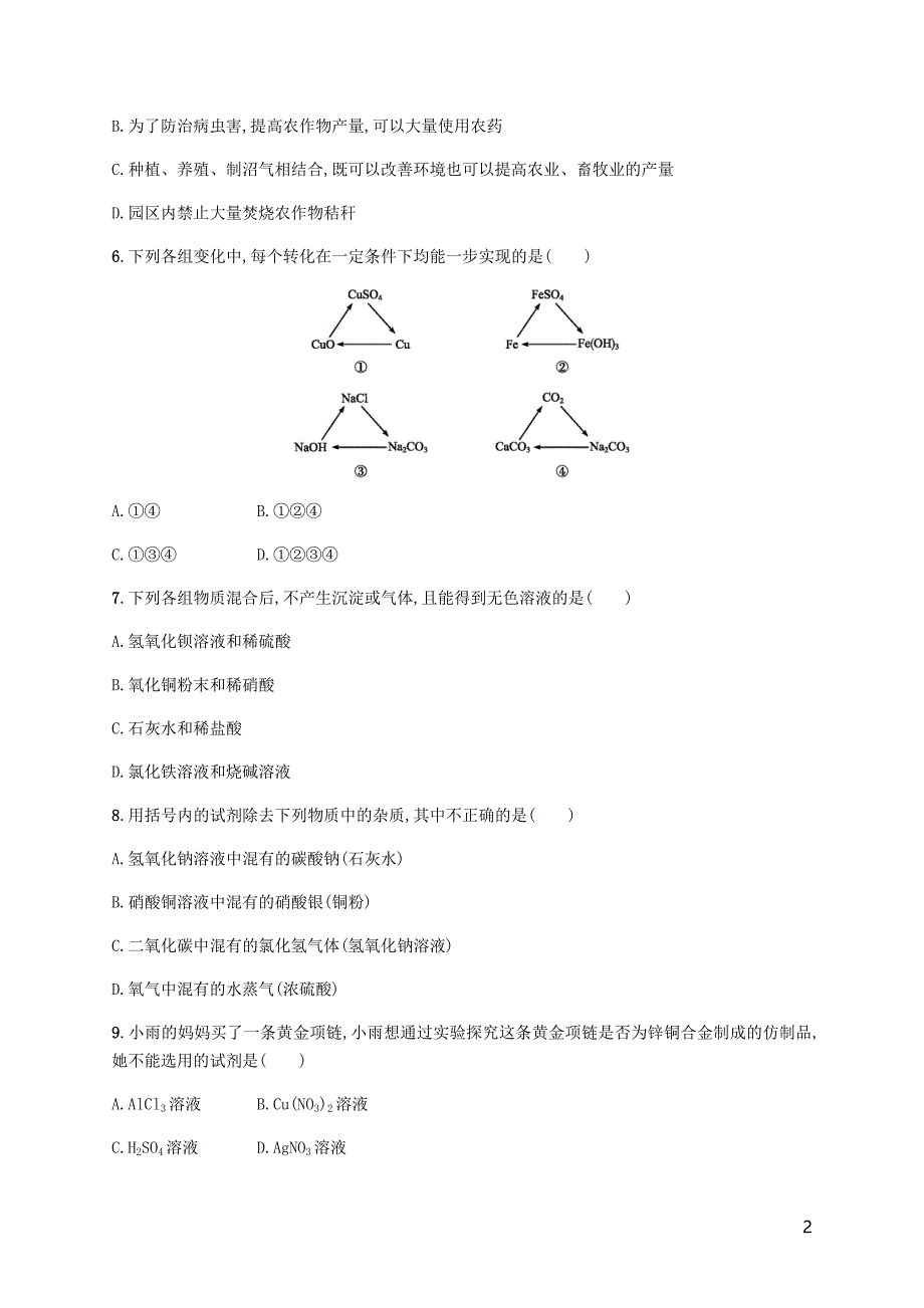 九年级化学下册第十一单元盐化肥测评B新新人教.docx_第2页