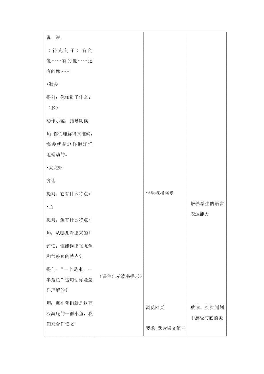 三年级语文上册第五单元18富饶的西沙群岛教案1鲁教版.doc_第5页