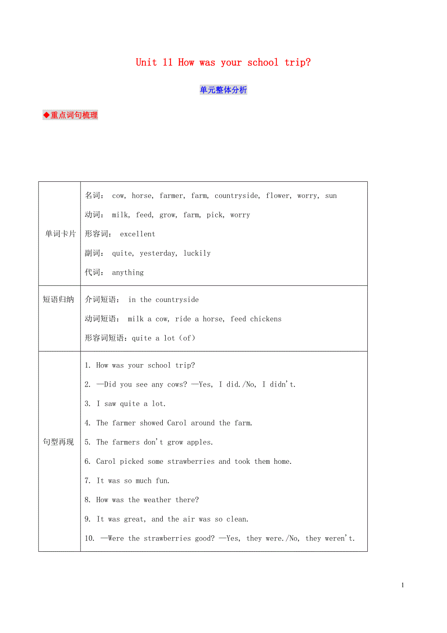 七年级英语下册Unit11Howwasyourschooltrip整体分析教案新人教新目标.doc_第1页