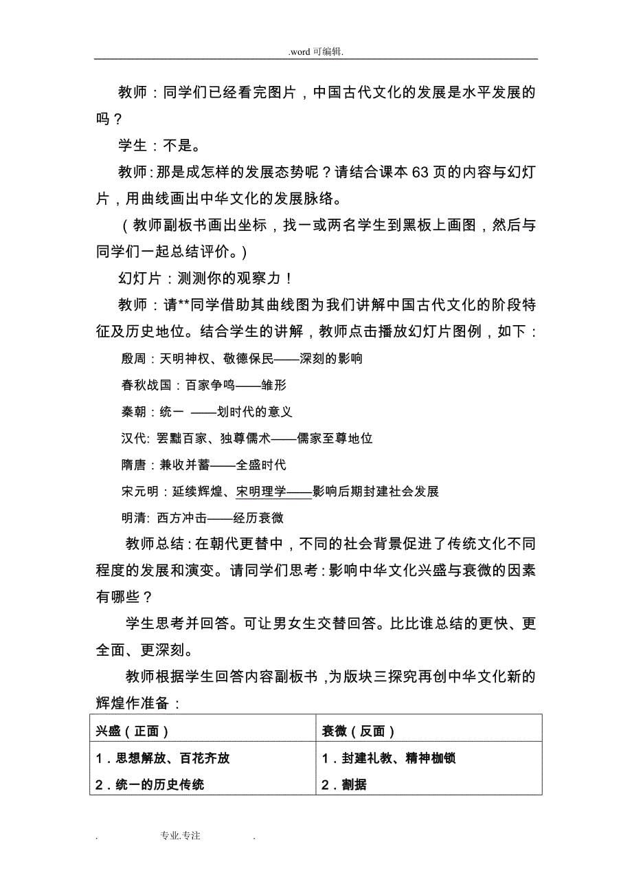 新人教版高中思想政治必修3《源远流长的中华文化》教学案例精品_第5页