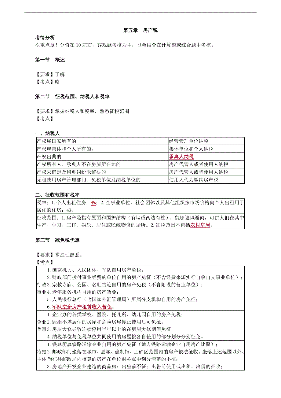 2019年税务师考试辅导：税法（2） 第五章　房产税_第1页