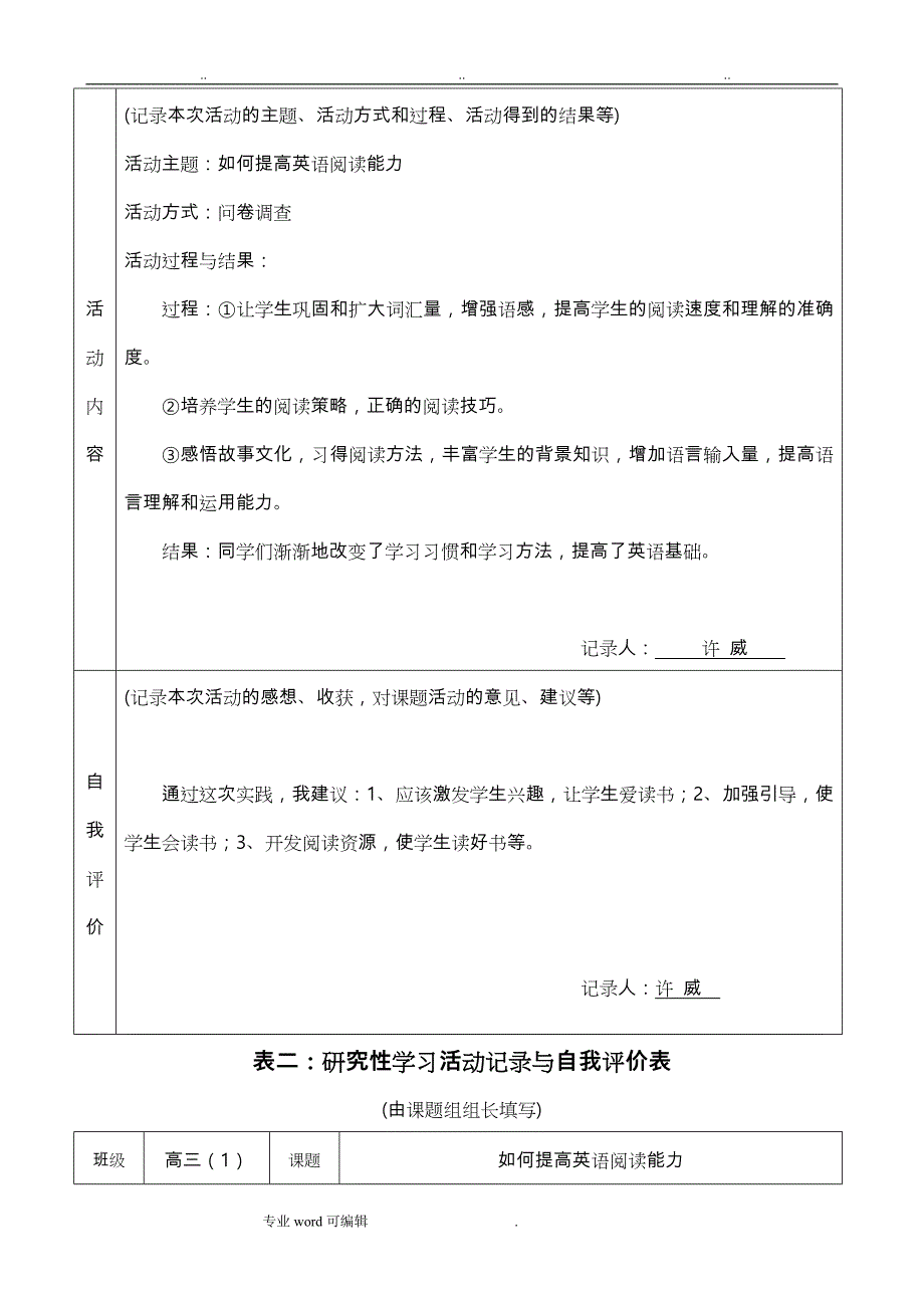 研究性学习全套资料开题报告_与结题报告_如何提高英语阅读能力_第4页