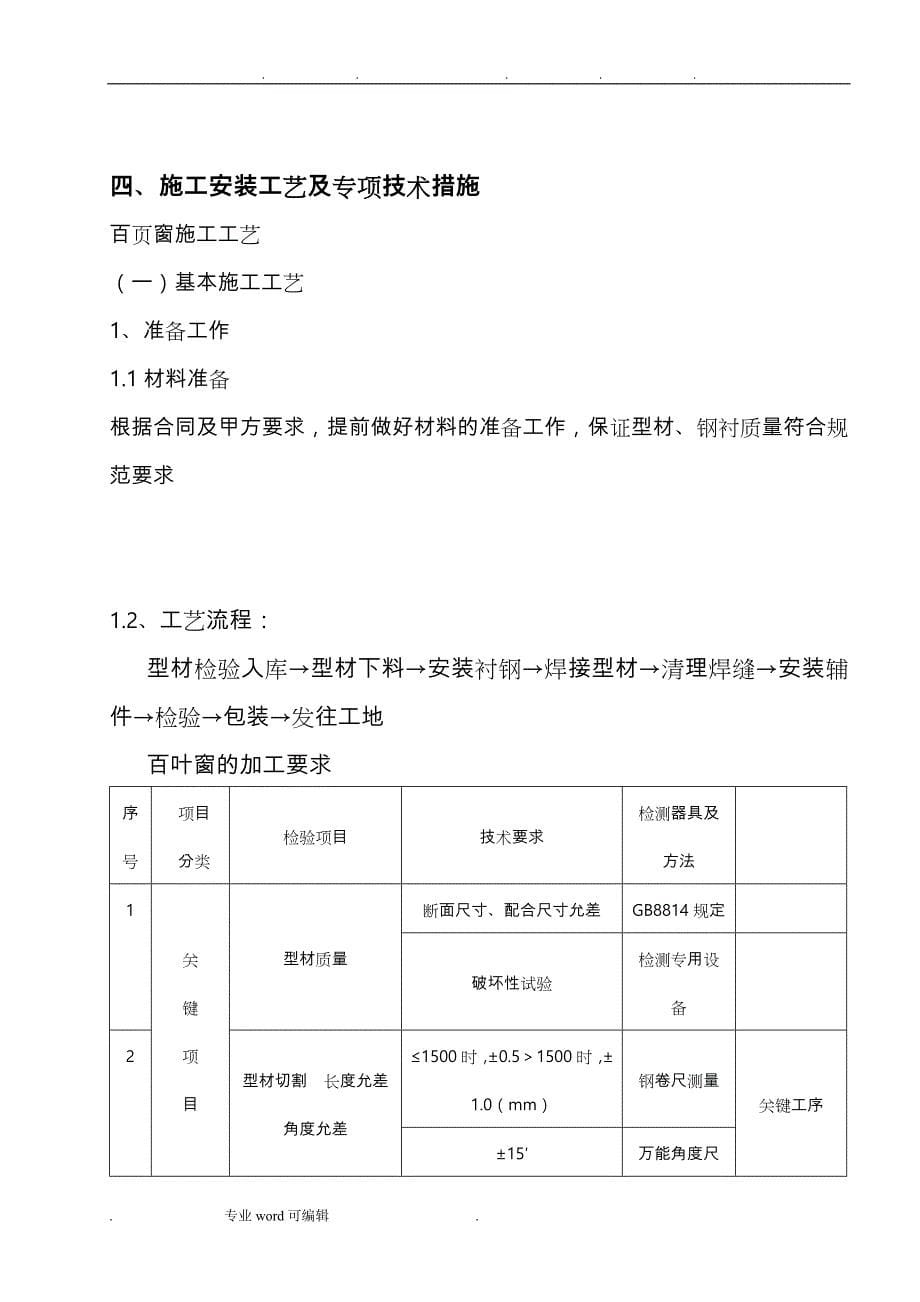 百叶窗施工工艺方案_组织设计说明_第5页