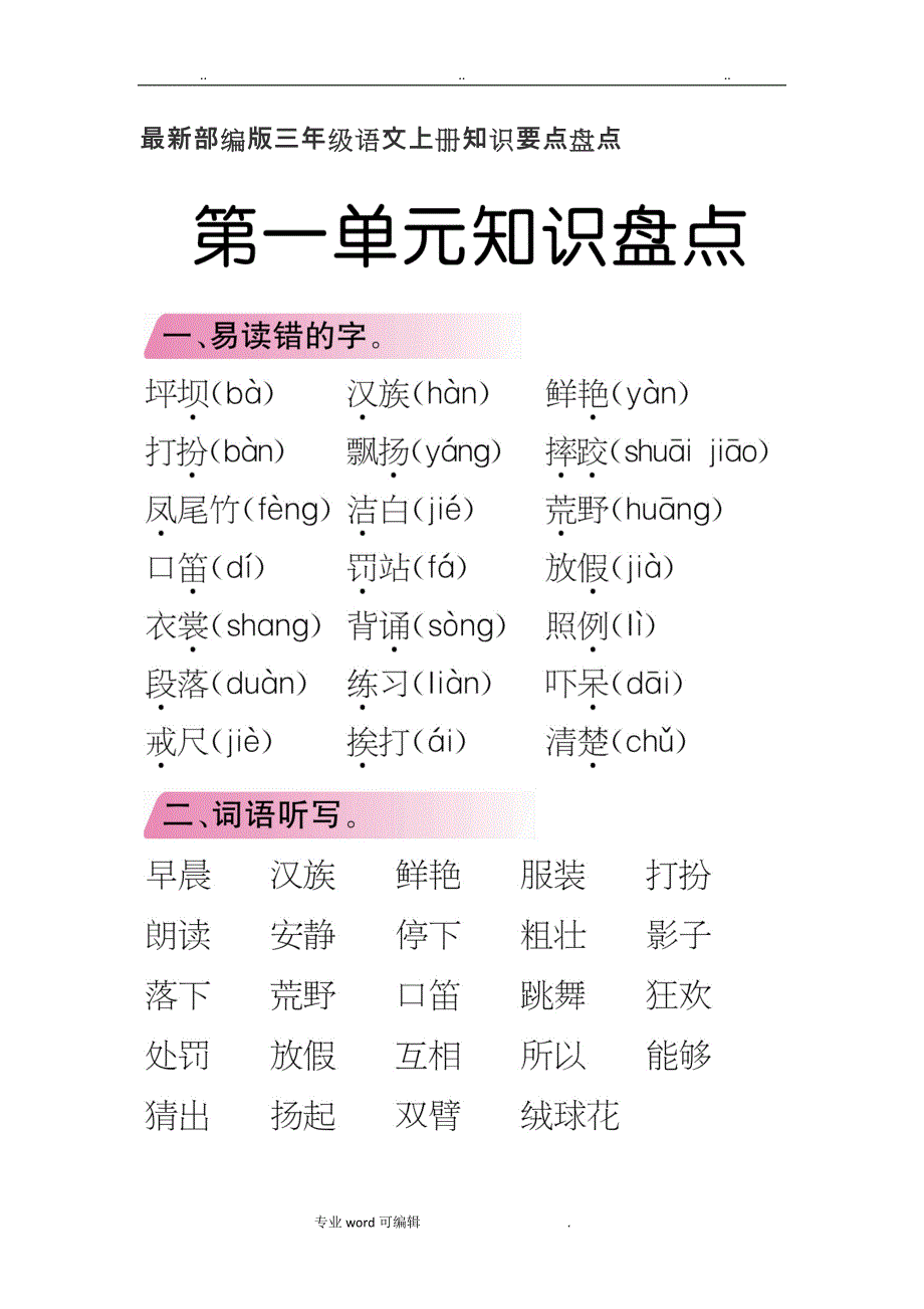 最新部编三年级语文（上册）知识要点盘点_第1页