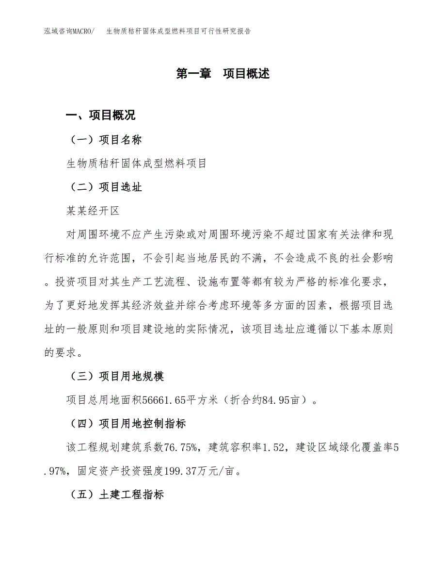 生物质秸秆固体成型燃料项目可行性研究报告（参考立项模板）.docx_第1页