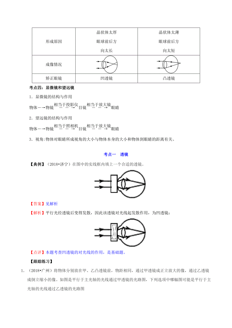 备考中考物理知识点复习专练（知识点精讲）专题04透镜及其应用（含解析）.doc_第3页