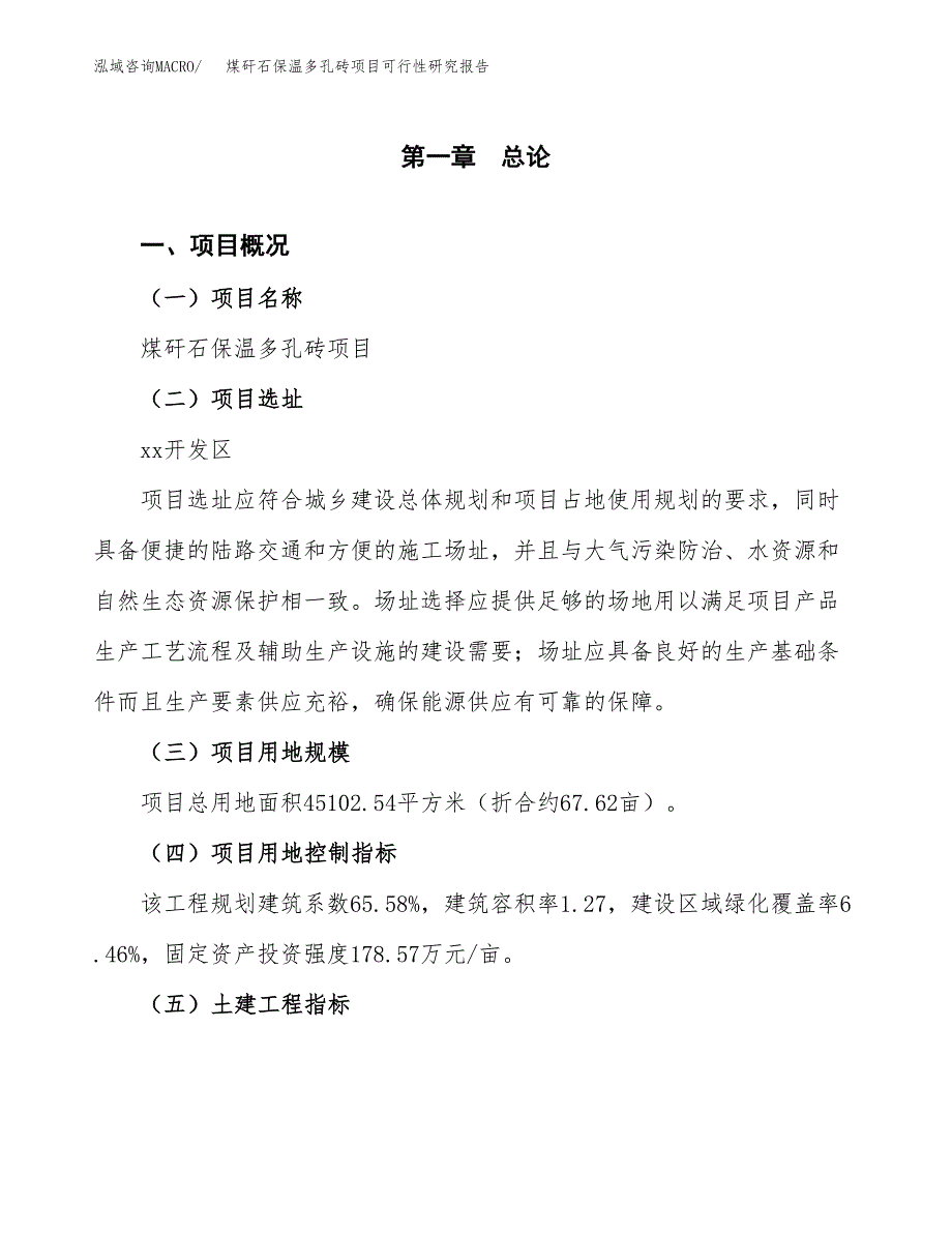 煤矸石保温多孔砖项目可行性研究报告（参考立项模板）.docx_第1页