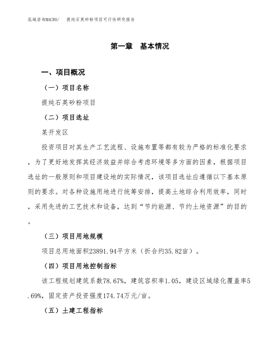 提纯石英砂粉项目可行性研究报告（参考立项模板）.docx_第1页