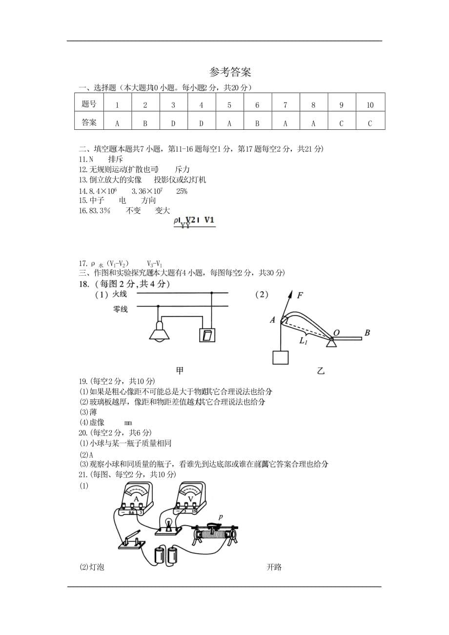 江苏连云港2020中考物理综合模拟测试卷（含解析）_第5页