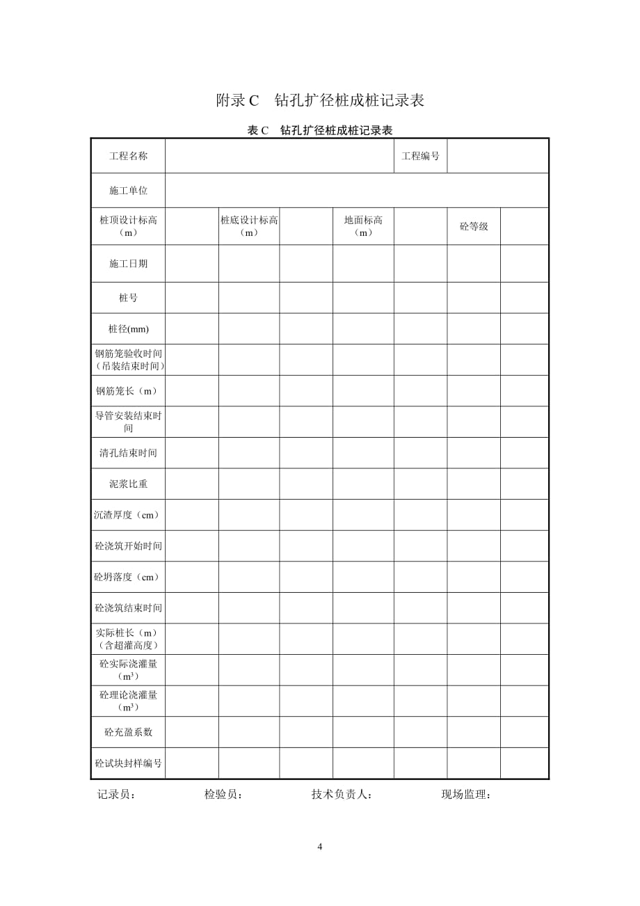 钻孔扩径桩成桩记录表_第1页