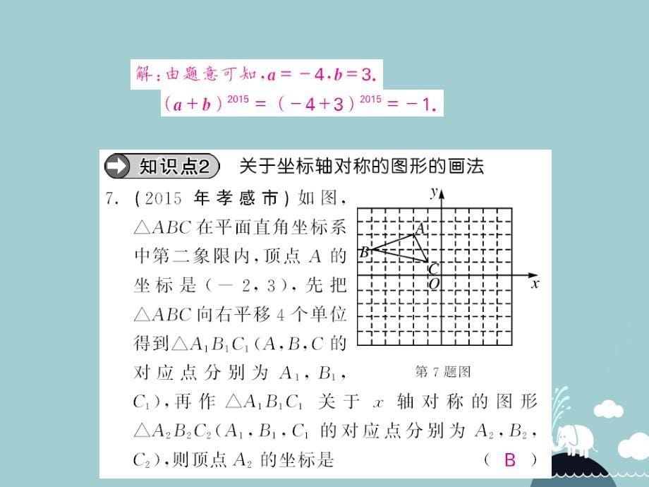 2016年秋八年级数学上册 14.1 平面直角坐标系中的轴对称（第3课时）课件 （新版）沪科版_第5页