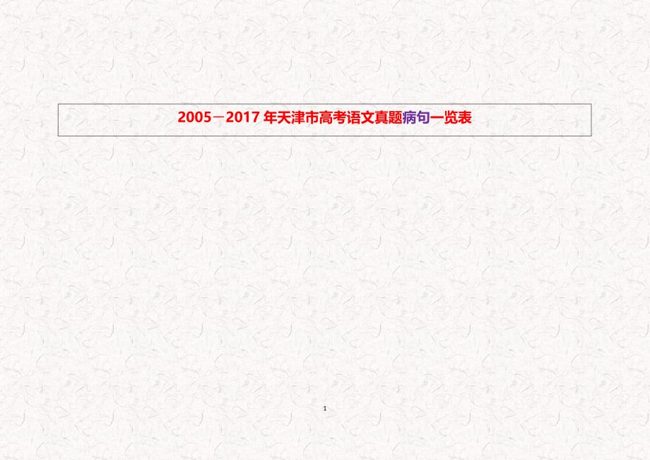 2005－2017年天津市高考语文真题病句一览表.docx_第1页