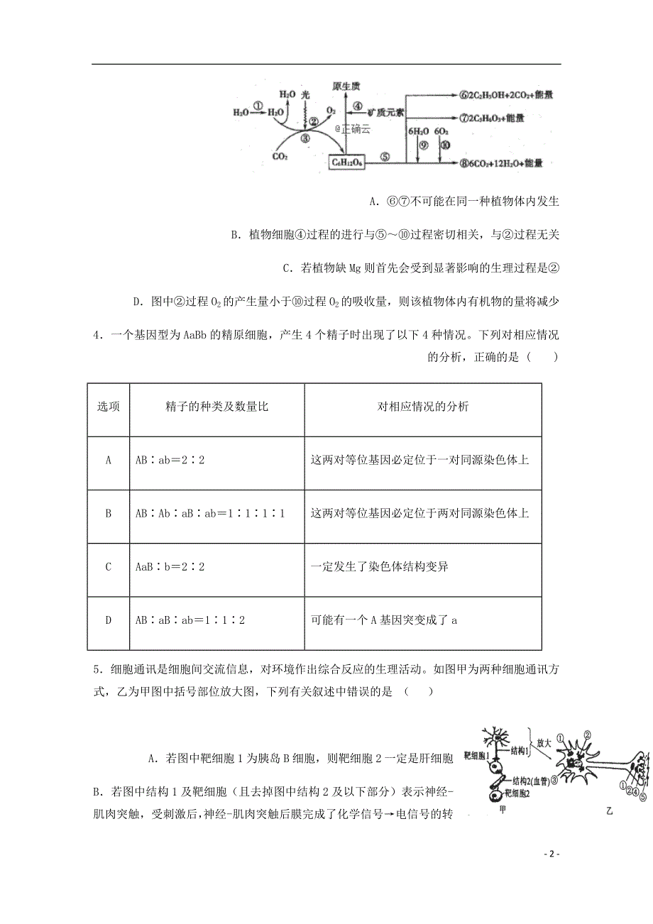 河南省洛阳市孟津二高高三理综第五次模拟试题.doc_第2页